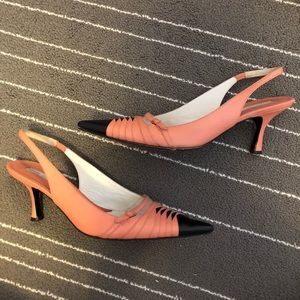 Vintage Via Spiga pink and black pointed pumps